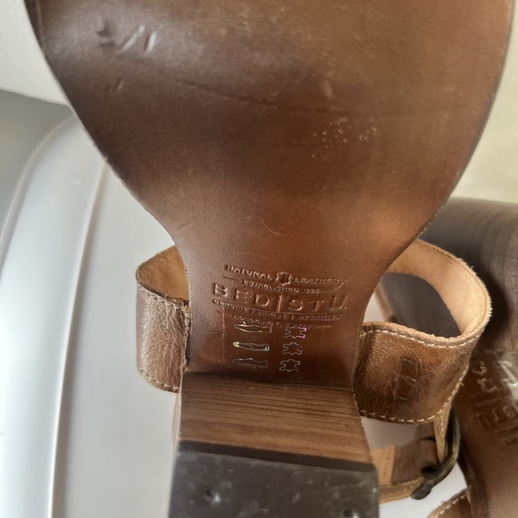 BED STU Inez Block Heel Strap Leather Tan Strap Sandal 9.5 Boho Minimalist - Picture 11 of 13